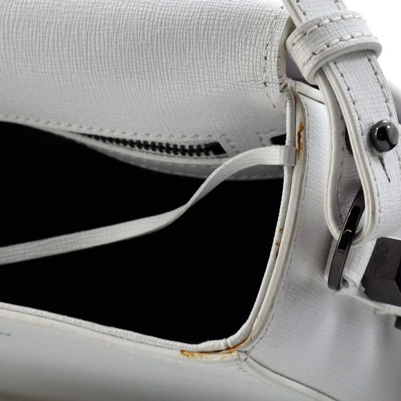 Off White Binder Clip Flap Bag Striped Leather Small Black, White - Picture 7 of 9